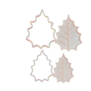 Cortante y sello Hoja de Navidad x2: 5/8 cm