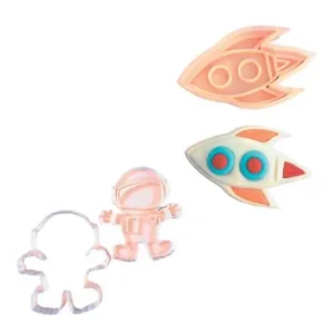Cortante + sello Kit cohete + astronauta 9 cm